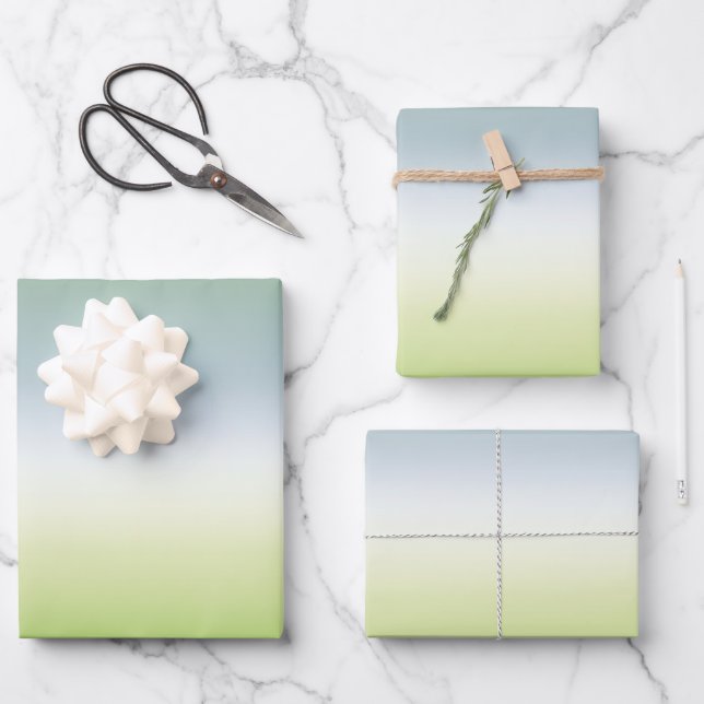 Summer Fresh Gradient Cool Blue Green Ombre Geschenkpapier Set (Vorderseite)
