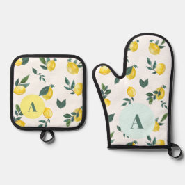 Summer Fresh Lemons Individuelle Name GRILLEN Ofenhandschuh & Topflappen-Set
