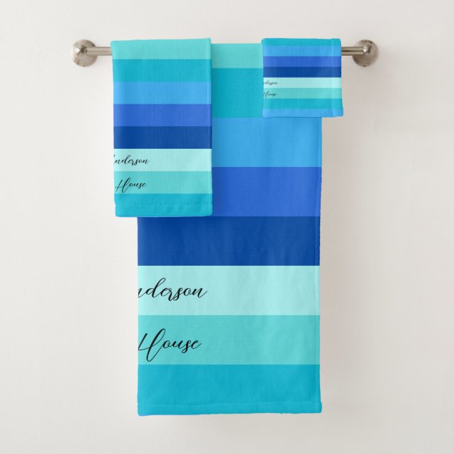 Summer Fresh Ocean Blues gestreift Badhandtuch Set (Insitu)