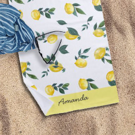 Summer Fresh Watercolor Lemons Individuelle Name Strandtuch