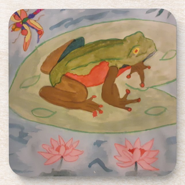 Summer Frosch Pond Hard Plastic Untersetzer (Vorderseite)