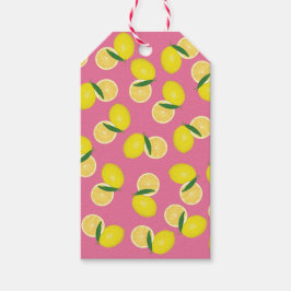 Summer Fruchtgelbe Zitronen auf Rosa Geschenkanhänger