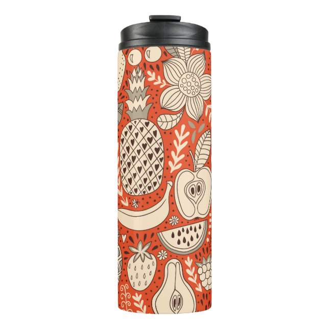Summer Fruit Doodle Vintag Thermosbecher (Vorderseite)