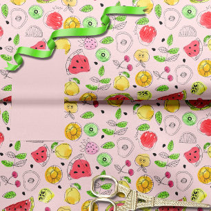 Summer Fruit Pattern Light Pink Seidenpapier