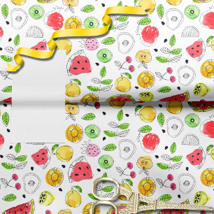 Summer Fruit Pattern   weiß Seidenpapier