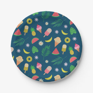 Summer fruits and ice cream pattern pappteller