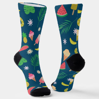 Summer fruits and ice cream pattern socken