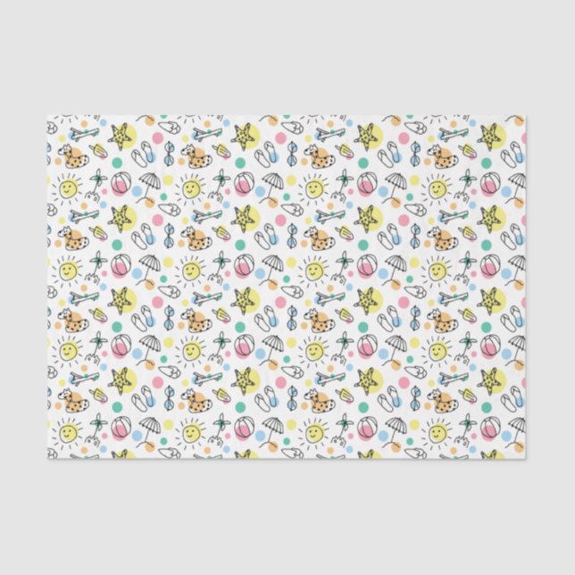 Summer Fun Beach Doodles Dekoupage Seidenpapier (Vorderseite)