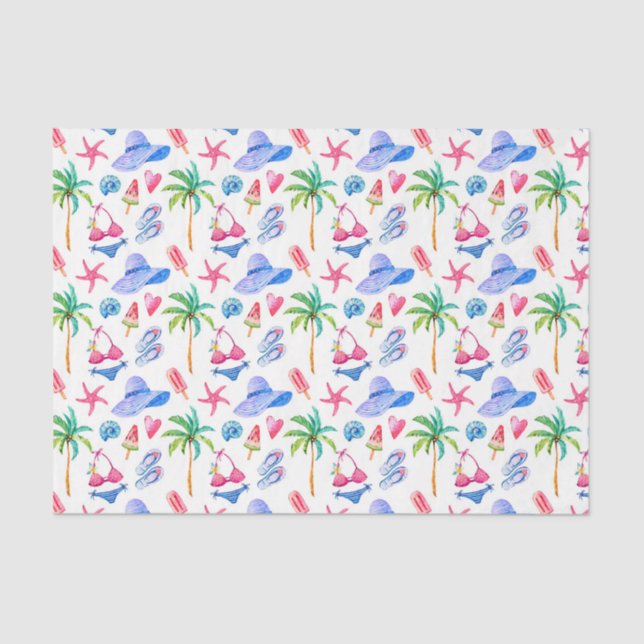 Summer Fun Bikini, Flip Flops, Palmen Seidenpapier (Vorderseite)