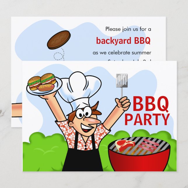 Summer Fun GRILLEN Party Einladung (Vorne/Hinten)