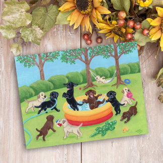 Summer Fun Labradors Painting Postkarte