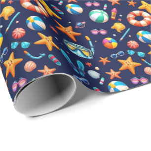 Summer Fun Muster blau Geschenkpapier