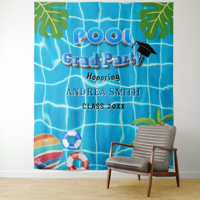 Summer Fun Pool Abschluss Modernes Foto Hintergrun Wandteppich (Beispiel)