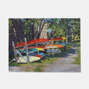 Summer Fun Red Yellow Blue Kayaks Rockport Maine Fußmatte