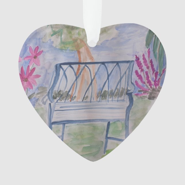 Summer Garden Bench Acrylic Ornament (Vorderseite)