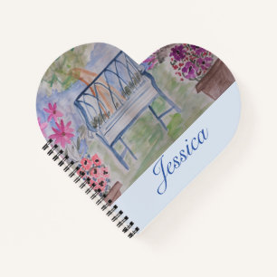 Summer Garden Bench Heart Notebook Notizbuch