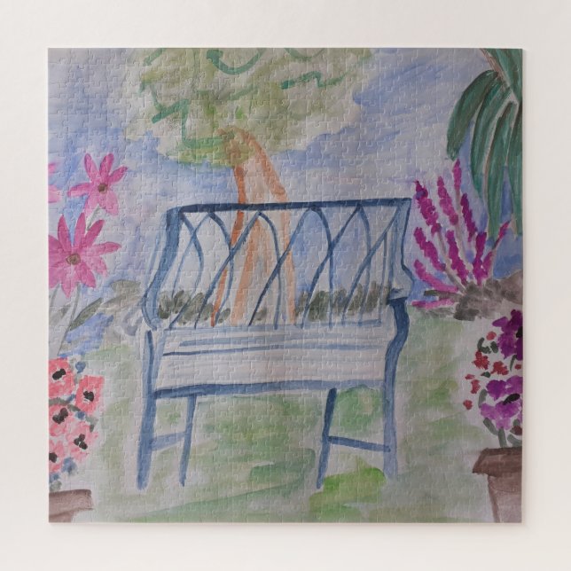 Summer Garden Bench Jigsaw Puzzle (Vertikal)