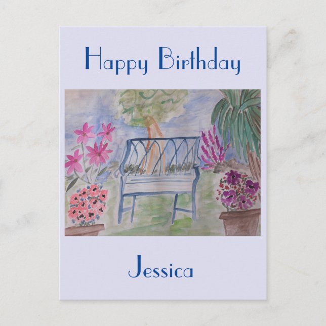 Summer Garden Bench Postkarte (Vorderseite)