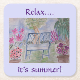 Summer Garden Bench Rechteckiger Pappuntersetzer