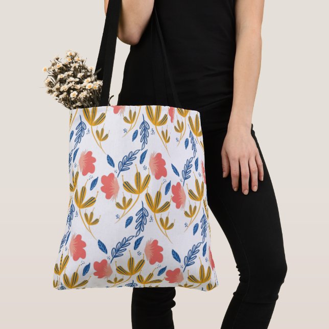 Summer Garden Blue Yellow Coral Florals Tasche (Von Nahem)