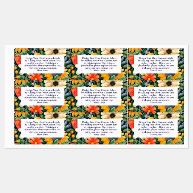 Summer Garden Blume Erdbeeren Custom Etiketten (Blatt)