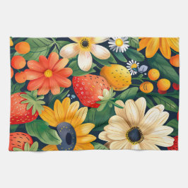 Summer Garden Blume Erdbeeren Muster Geschirrtuch