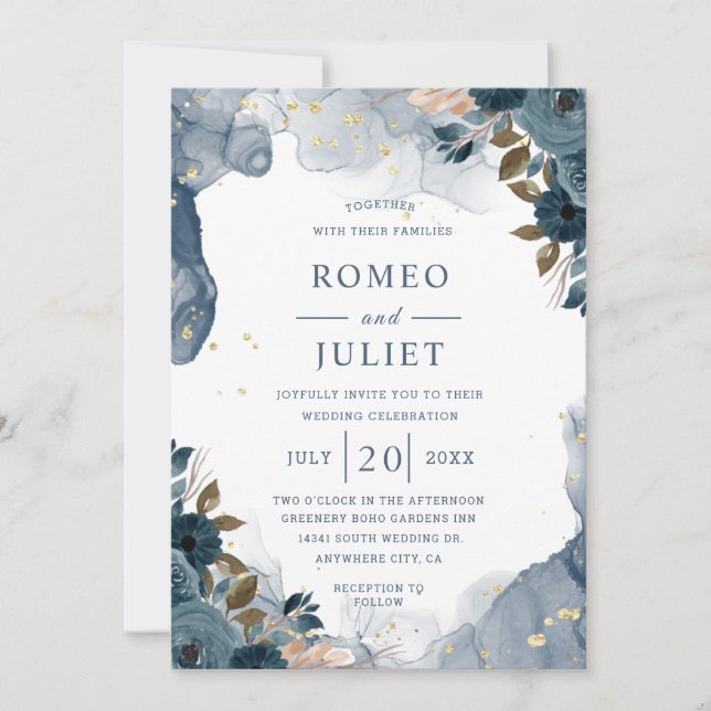 Summer Garden Floral Wedding Einladung (Vorderseite)