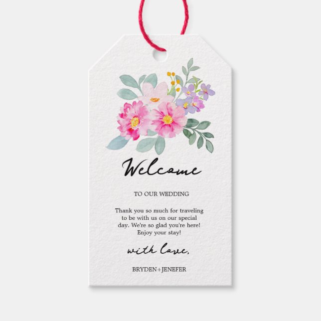 Summer Garden Floral Wedding Geschenkanhänger (Vorderseite)