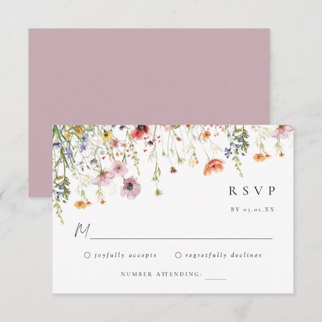 Summer Garden Floral Wedding RSVP Card Karte (Vorne/Hinten)