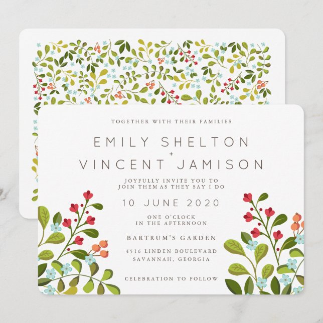 Summer Garden Floral Wedding Suite Einladung (Vorne/Hinten)