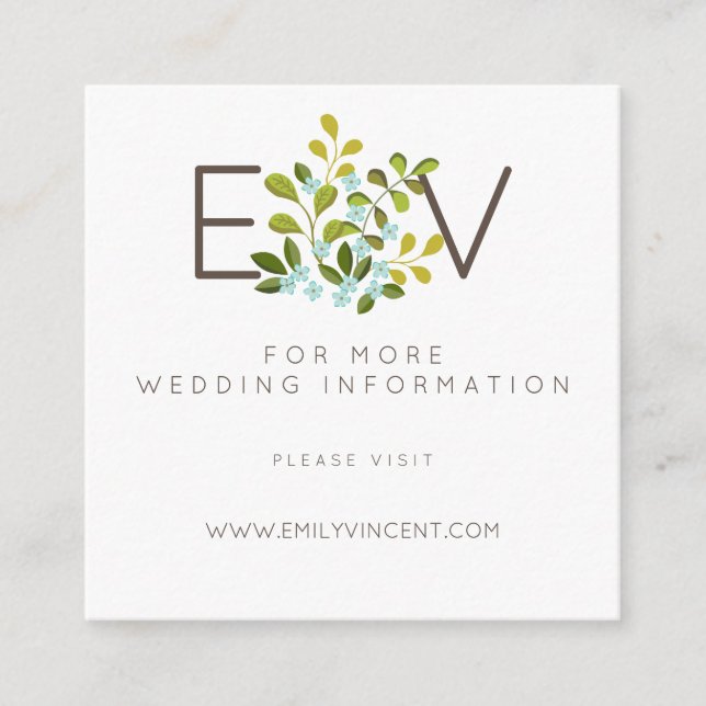 Summer Garden Floral Wedding Suite Website einfüge Begleitkarte (Vorderseite)