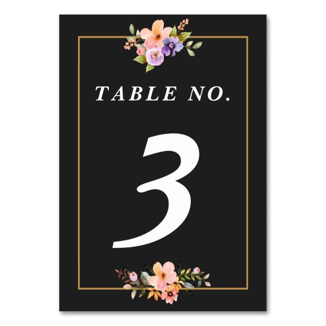 Summer Garden Floral Wedding Tischnummer (Vorderseite)