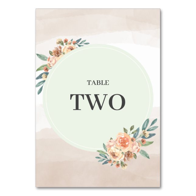 Summer Garden Floral Wedding Tischnummer (Vorderseite)