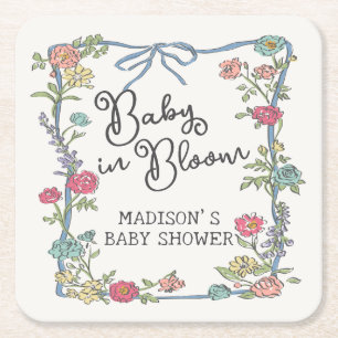 Summer Garden Party Bright Floral Baby Dusche Rechteckiger Pappuntersetzer