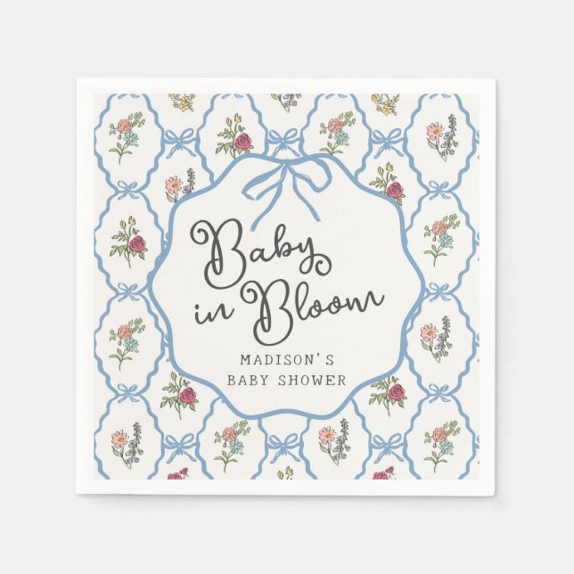 Summer Garden Party Bright Floral Baby Dusche Serviette (Vorderseite)