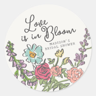 Summer Garden Party Bright Floral Brautparty Runder Aufkleber