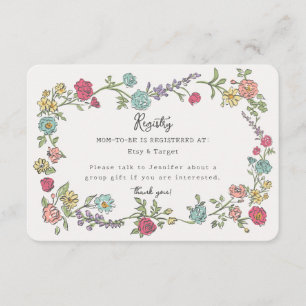 Summer Garden Party Floral Baby Registry Beilage Begleitkarte