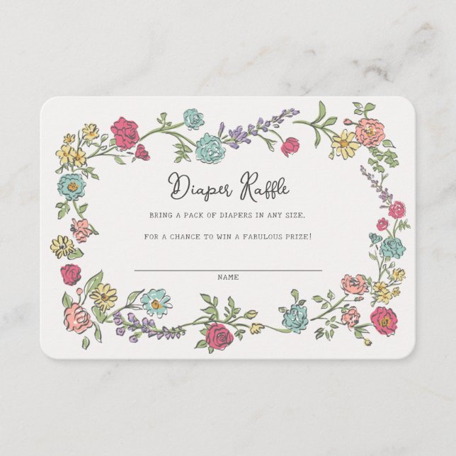 Summer Garden Party Floral Diaper Beilage Begleitkarte (Vorderseite)