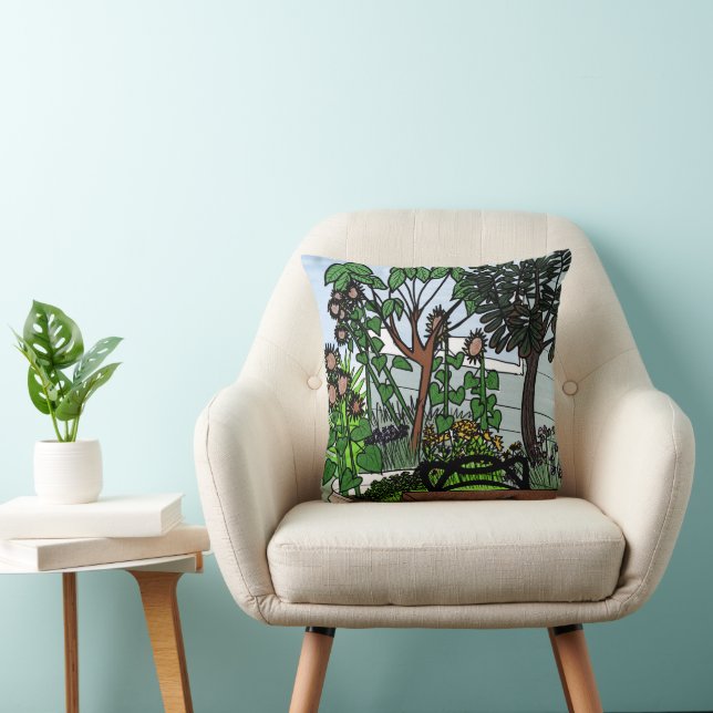 Summer Garden Throw Kissen (mit Sonnenblumen) (Stuhl )