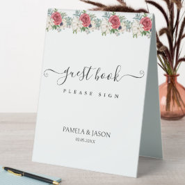 Summer Garden Watercolor Floral Wedbook Tischaufsteller