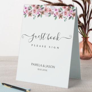 Summer Garden Watercolor Floral Wedbook Tischaufsteller