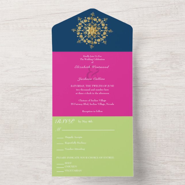 Summer Gold Mandala Wedding All In One Einladung (Innen Boden)