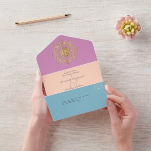 Summer Gold Mandala Wedding All In One Einladung