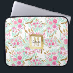 Summer Gold Pink Aquamarin Watercolor Blume Muster Laptopschutzhülle<br><div class="desc">Dieses elegante und moderne Blumenmuster ist perfekt für Mädchen. Es verfügt über handbemaltes Rosa, goldbedruckte Imitate und aquamarine grüne Blume in Blätter auf einem schlichten, weißen Hintergrund. Es ist hübsch, elegant, künstlerisch, einzigartig und originell, das perfekte Design für die Sommer- und Frühjahrszeiten. Genießen Sie dieses handbemalte Aquarelldesign des Künstlers La...</div>