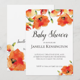 Summer Golden Poppy Baby Dusche Einladung