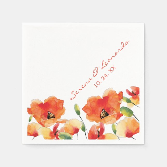 Summer Golden Poppy Hochzeitsempfang Serviette (Vorderseite)