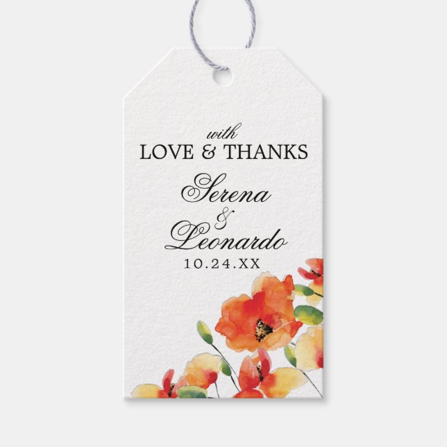 Summer Golden Poppy Wedding Danke Geschenkanhänger (Vorderseite)
