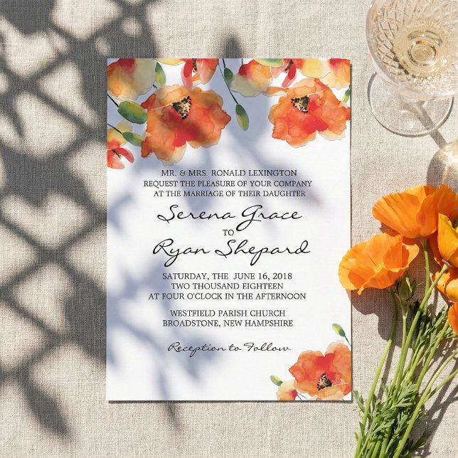 Summer Golden Poppy Wedding Einladung (Von Creator hochgeladen)
