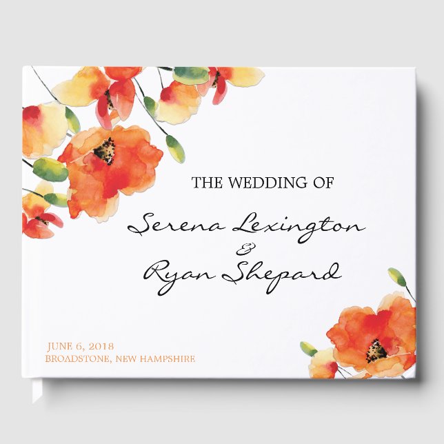 Summer Golden Poppy Wedding Gästebuch (Vorderseite)