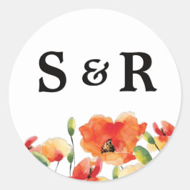 Summer Golden Poppy Wedding Runder Aufkleber